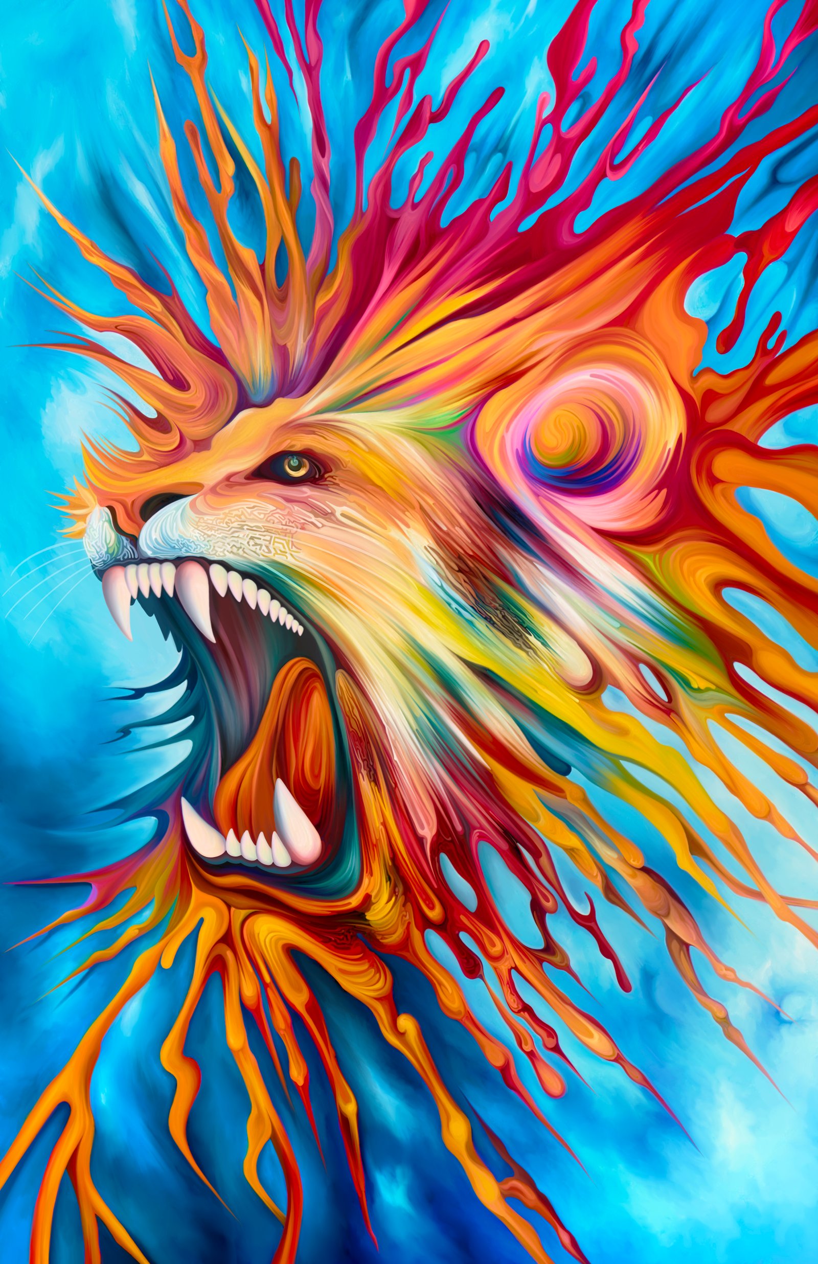 Fred Barca original painting — Screaming Color Lion