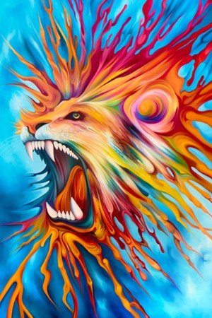 Screaming Color Lion Art Journal