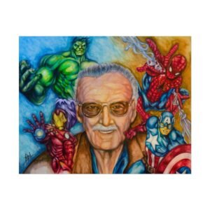 Stan Lee Superhero Watercolor Art Poster - Perfect for Comic Fans