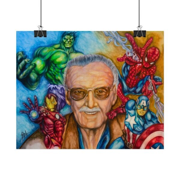 Stan Lee Superhero Watercolor Art Poster - Perfect for Comic Fans - Image 2