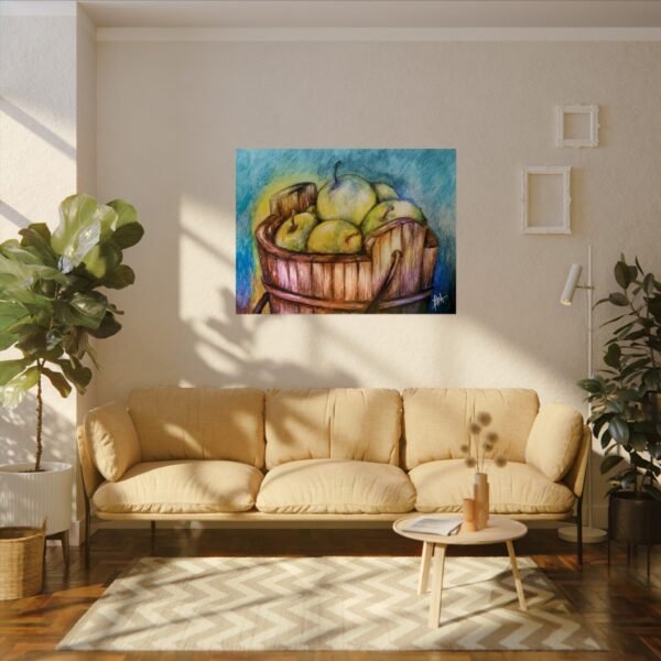 Rustic Apple Bucket Watercolor Poster | Textured Art Print for Kitchen Decor - Image 28