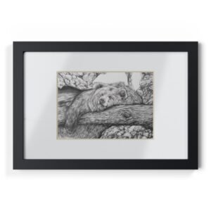 Black Framed Bear Art Poster - Elegant Wildlife Decor for Nature Lovers