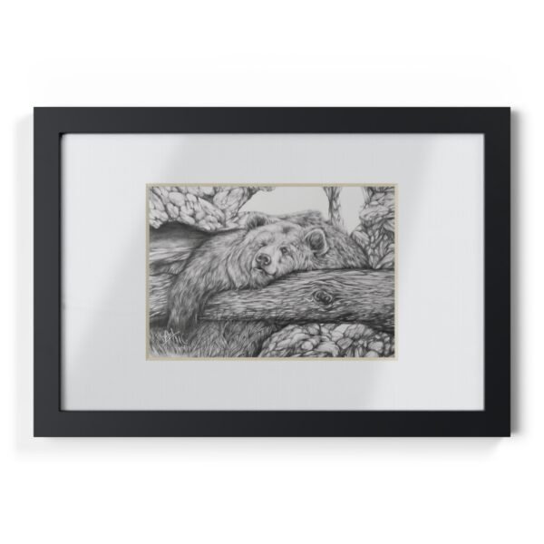 Black Framed Bear Art Poster - Elegant Wildlife Decor for Nature Lovers