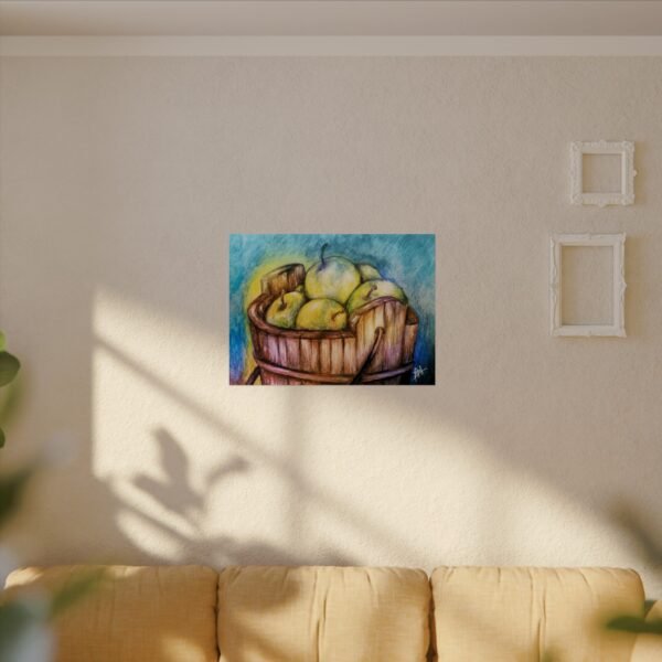 Rustic Apple Bucket Watercolor Poster | Textured Art Print for Kitchen Decor - Image 20