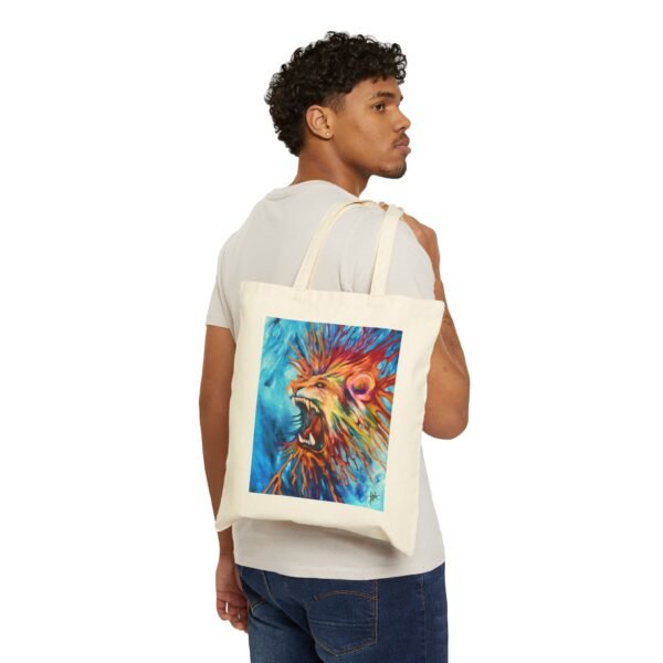 Vibrant Lion Canvas Tote Bag - Bold Art for Eco-Friendly Style - Image 3