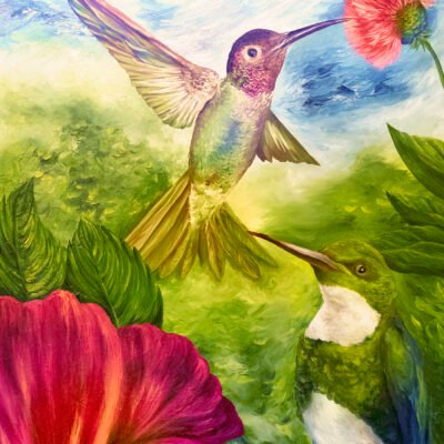 Humming Birds Oil Painting Print