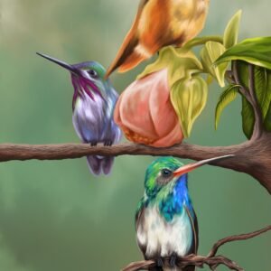 Hummingbirds on a Branch