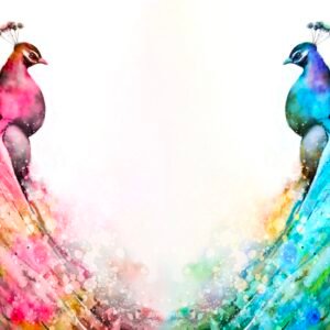 Peacock Watercolor Twins