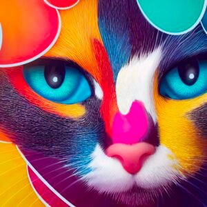 Cat Pop Art Bubbles