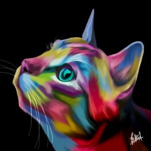 Colorful Kitty Look Left
