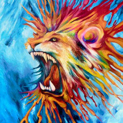 Lion Rage Oil Painting Print