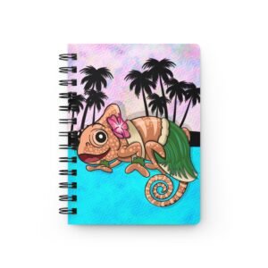 Chamo Pop Art - Tropical Chameleon Spiral Journal - Lilo and Stitch Hawaiian Beach Vibe Notebook for Writing, Travel Diary, Gift for Kids, Summer Memories, Creative Planning