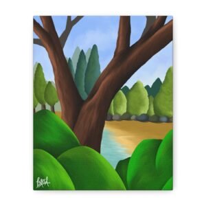 Other Art Portrait - Serene Nature Canvas Art Print, Stretched Wall Art, Green Landscape Decor, Earthy Home Decoration, Tranquil Nature Artwork