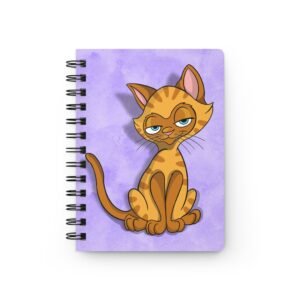 Sassy Cat Art - Cute Tigress Sassy Cat Spiral Bound Journal, Cat Lover's Diary, Notebook for Writers, Gift for Birthdays, School Supplies, Purple Cat Design