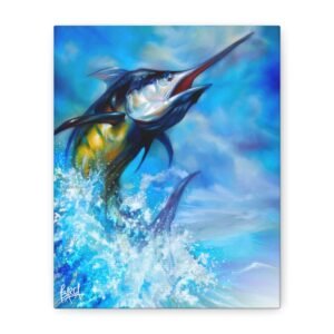 Animal Art Canvas - Portrait Vibrant Marlin Canvas Art, Ocean Decor, Fish Wall Art, Gift for Fisherman, Coastal Home Decor, Seascape Artwork