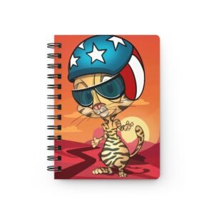 Cat-Tastic Art - Sunset Easy Rider Cat Vibes Spiral Bound Journal | Cool Cat Design, Cute Stationery, Travel Journal, Gift for Cat Lovers, Summer Notes