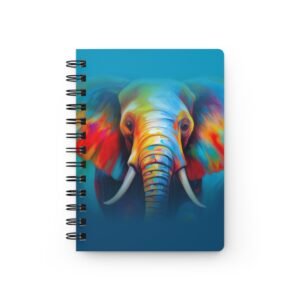 Animal Art Elephant - Colorful Elephant Spiral Bound Journal, Eco-Friendly Notebook, Gift for Animal Lovers, Writing Journal, Travel Diary