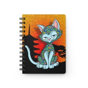 Sassy Cat Art - Spiral Bound Journal with Japan Pagoda Sassy Cat Design, Cute Animal Notebook, Artistic Journal for Cat Lovers, Gift for Students and Writers, Travel Diary