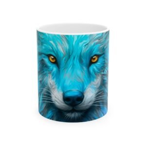 Blue Wolf Ceramic Mug, (11oz, 15oz)