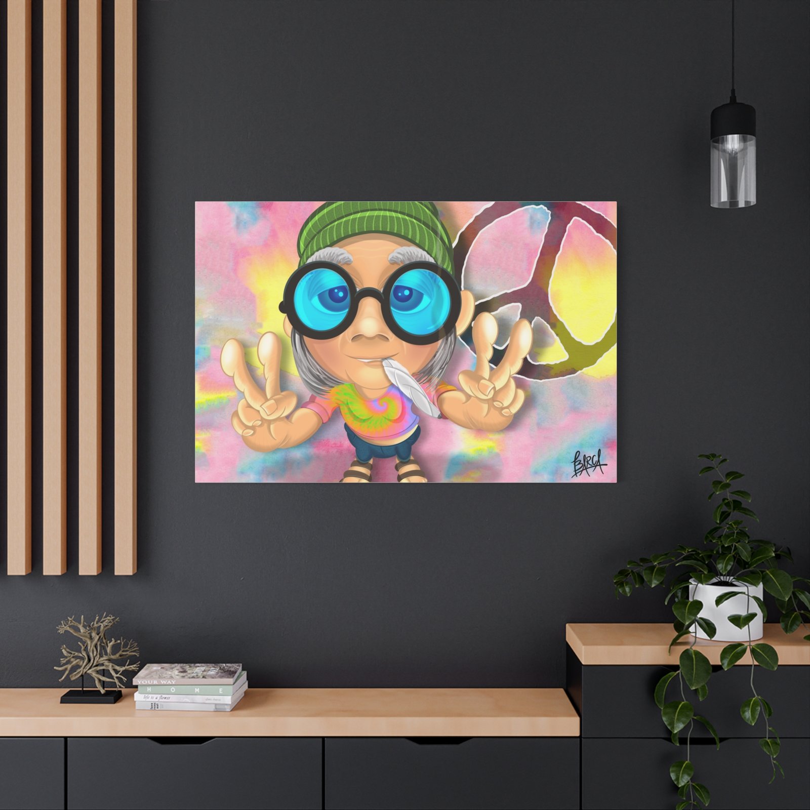 Other Art Portrait - Peace Vibes Canvas Art, Retro Wall Decor, Gift for Hippie Lovers, Boho Home Decor, Colorful Chill Room Art - Image 72