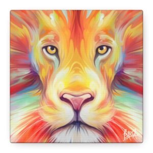 Animal Art Canvas - Vibrant Lion Canvas Wall Art, Colorful Animal Decor, Wildlife Home Office Accent, Gift for Animal Lovers, Unique Art Piece
