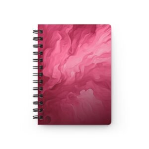 Others Art - Elegant Scarlet Watercolor Print Spiral Bound Journal with Abstract Pink Design, Perfect for Note-Taking, Journaling, Gifts, Mindfulness, Stationery