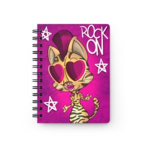 Cat-Tastic Art - Rock On Cat Spiral Bound Journal - Fun Notebook, Cute Journal for Teens, Gift for Music Lovers, School Supplies, Trendy Stationery