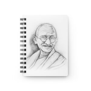 Graphite Pencil Art - Inspirational Mahatma Gandhi Spiral Bound Journal - Motivational Notebook for Personal Growth, Gratitude, Writing, Gifts