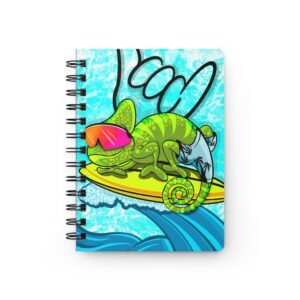 Chamo Pop Art - Surfing Chameleon Journal - Vibrant Spiral Bound Notebook for Beach Lovers, Sketching, Doodling, Gifts, Travel Journal