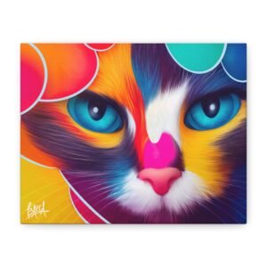 animal Art Canvas - Vibrant Cat Art Canvas, Colorful Home Decor, Gift for Cat Lovers, Wall Art, Pet Lovers' Gift, Whimsical Canvas Print