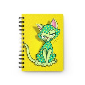 Sassy Cat Art - Lemon Head Sassy Cat Spiral Bound Journal, Cute Notebook, Cat Lover Gift, Creative Journal, Yellow Dot Design, Fun Writing Accessory