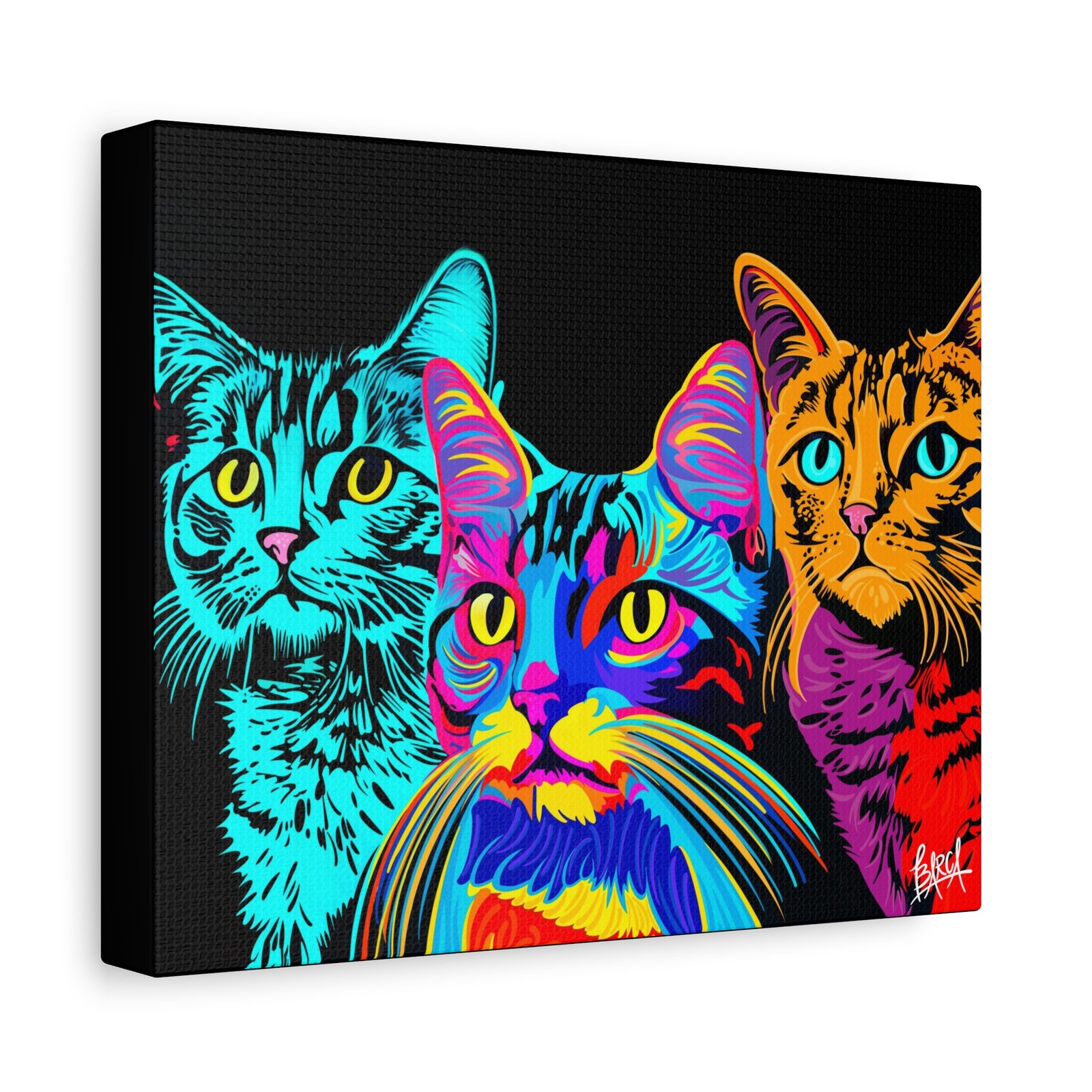 Animal Art Canvas - Vibrant Cat Canvas Print, Colorful Cat Wall Art, Home Decor for Cat Lovers, Pet Lover Gift, Colorful Cat Portraits - Image 2