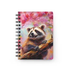 Animal Art Raccoon - Spiral Cherry Blossom Raccoon Red Panda Bound Journal