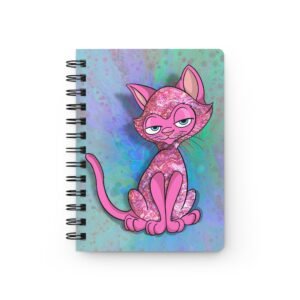 Sassy Cat Art - Whimsical Pink Paint Splatter Sassy Cat Spiral Bound Journal, Cute Notebook, Art Journal for Cat Lovers, Vibrant Gift for Birthdays, Writing Supplies