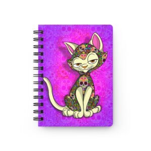 Sassy Cat Art - Colorful Mexican Day of The Dead Sassy Cat Spiral Bound Journal | Cute Cat Notebook, Sketchbook, Writing Journal, Gift Idea for Cat Lovers, Daily Planner
