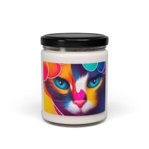Candles -  Vibrant Cat Scented Soy Candle, Colorful Home Decor, Gift for Cat Lovers, Aromatherapy, Cozy Vibes, Pet-Themed Decor