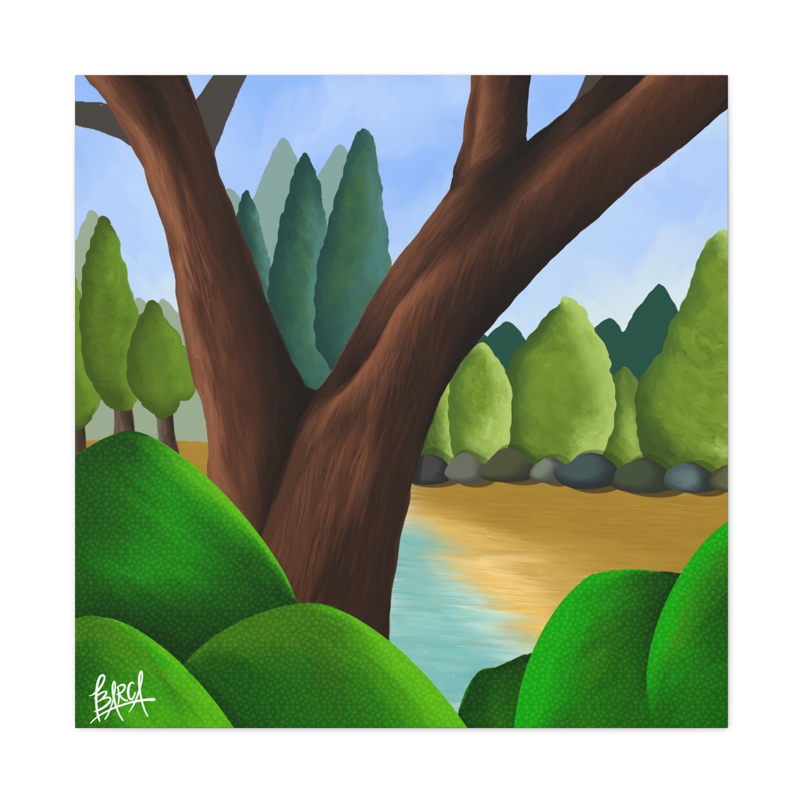 Other Art Portrait - Serene Nature Canvas Art Print, Stretched Wall Art, Green Landscape Decor, Earthy Home Decoration, Tranquil Nature Artwork - Image 77