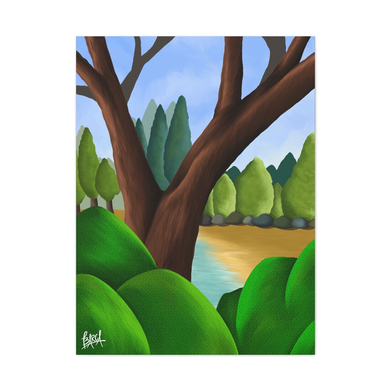 Other Art Portrait - Serene Nature Canvas Art Print, Stretched Wall Art, Green Landscape Decor, Earthy Home Decoration, Tranquil Nature Artwork - Image 37