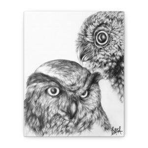 Graphic Pencil Art - Owl Art Canvas Print, Black & White Wall Decor, Animal Lovers Gift, Nature Photography, Home Decor, Unique Art Piece