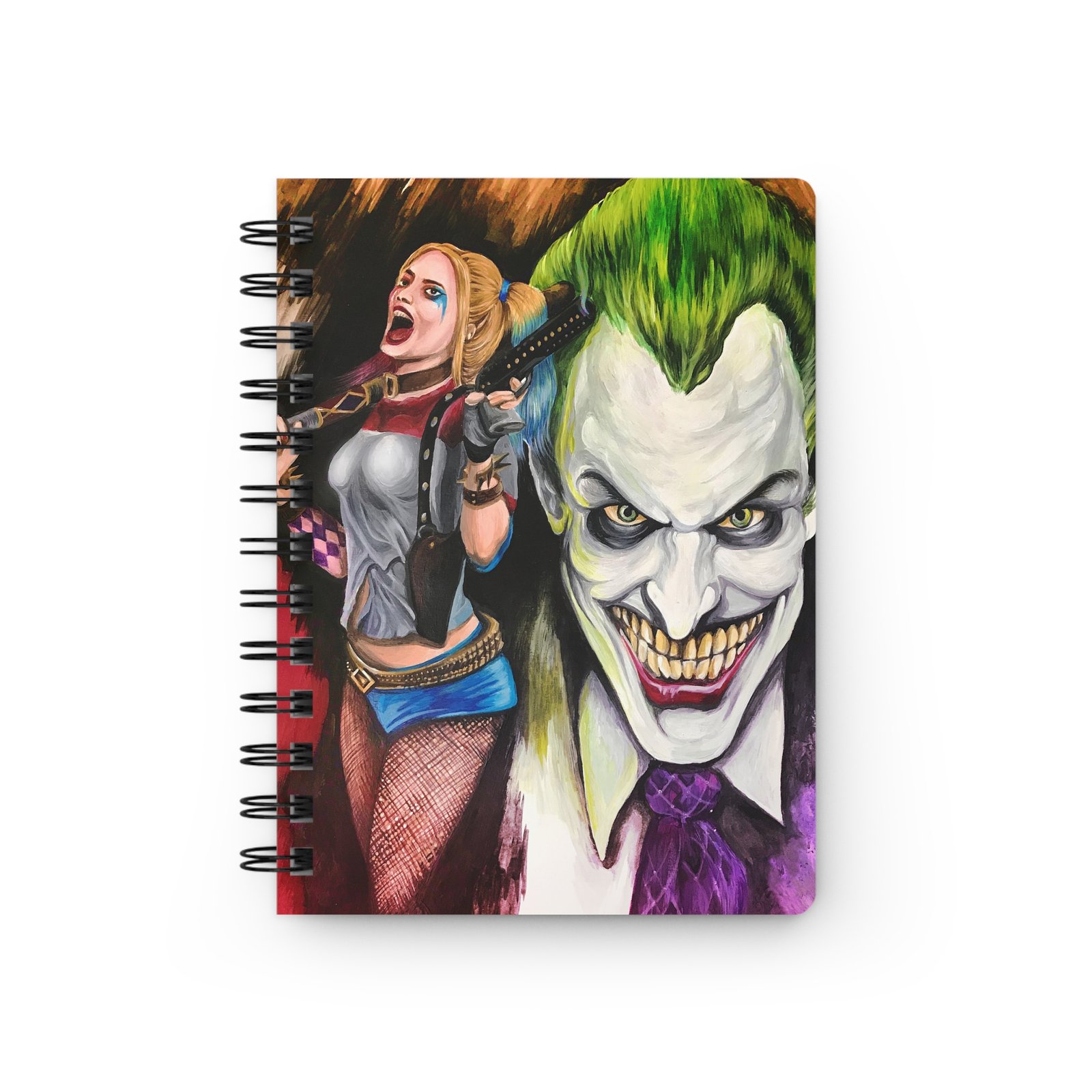 Others Art - DC Harley & Joker Spiral Journal, Perfect for Notes, Sketches, Gifts, Superhero Fans, and Halloween