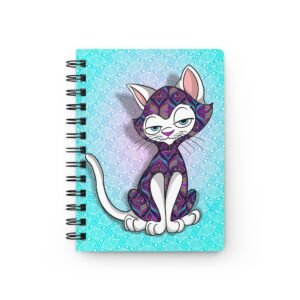Sassy Cat Art - Whimsical Colorful Peacock Sassy Cat Spiral Bound Journal | Cute Cat Notebook, Artistic Stationery, Gift for Cat Lovers, Daily Planner, Journal for Kids