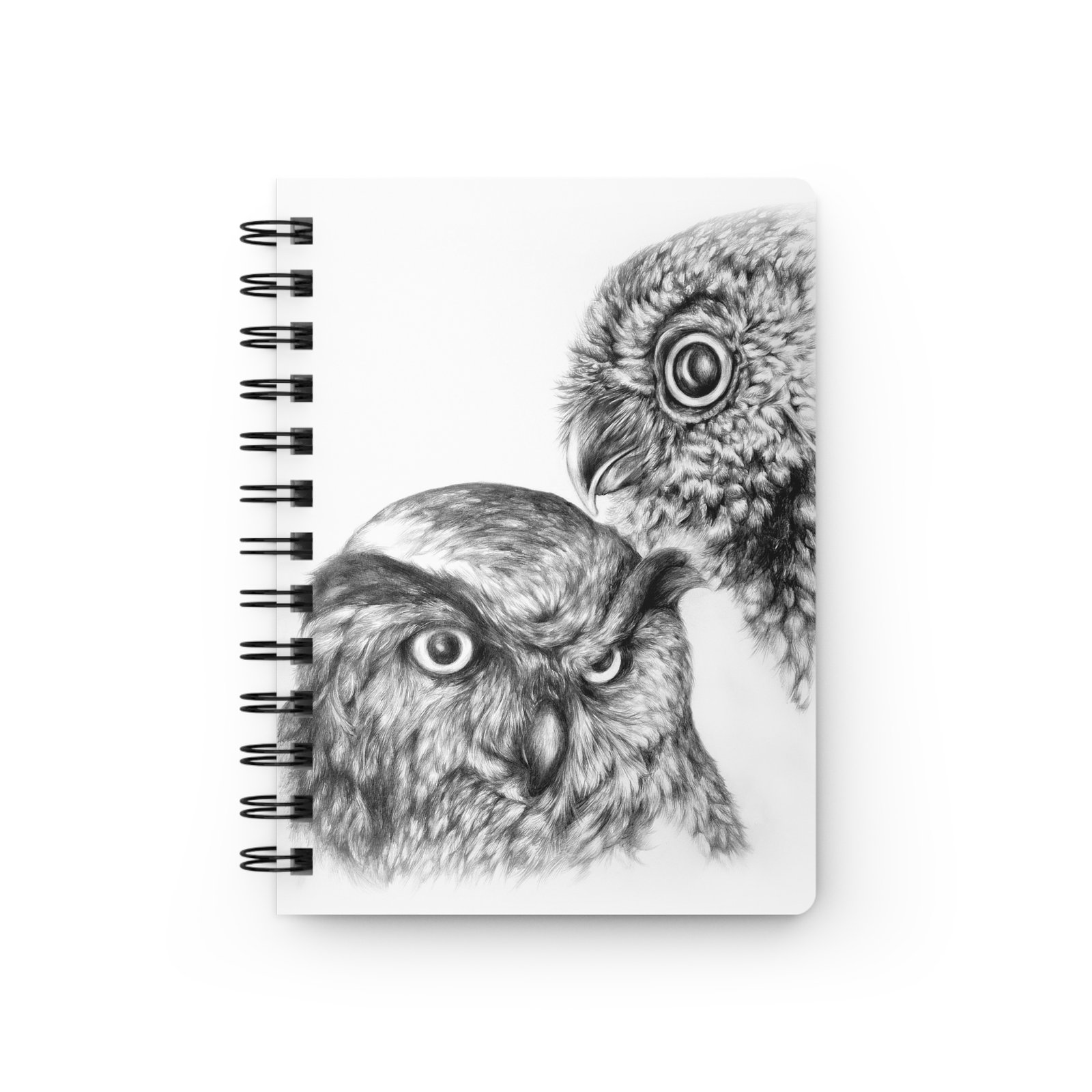Graphite Pencil Art - Owl-Themed Spiral Bound Journal, Nature Lover Gift, Sketchbook, Office Supplies, Wildlife Journal, Eco-Friendly Notebook