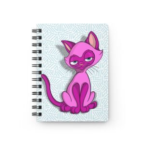 Sassy Cat Art - Cute Raspberry Sassy Cat Spiral Bound Journal, Cartoon Cat Notebook, Kawaii Journal for Cat Lovers, Writing Pad, Gift for Animal Lovers