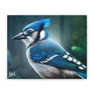 Animal Art Canvas - Blue Jay Art Print Canvas, Bird Decor, Nature Wall Art, Gift for Bird Lovers, Home Office Decoration, Wildlife Canvas