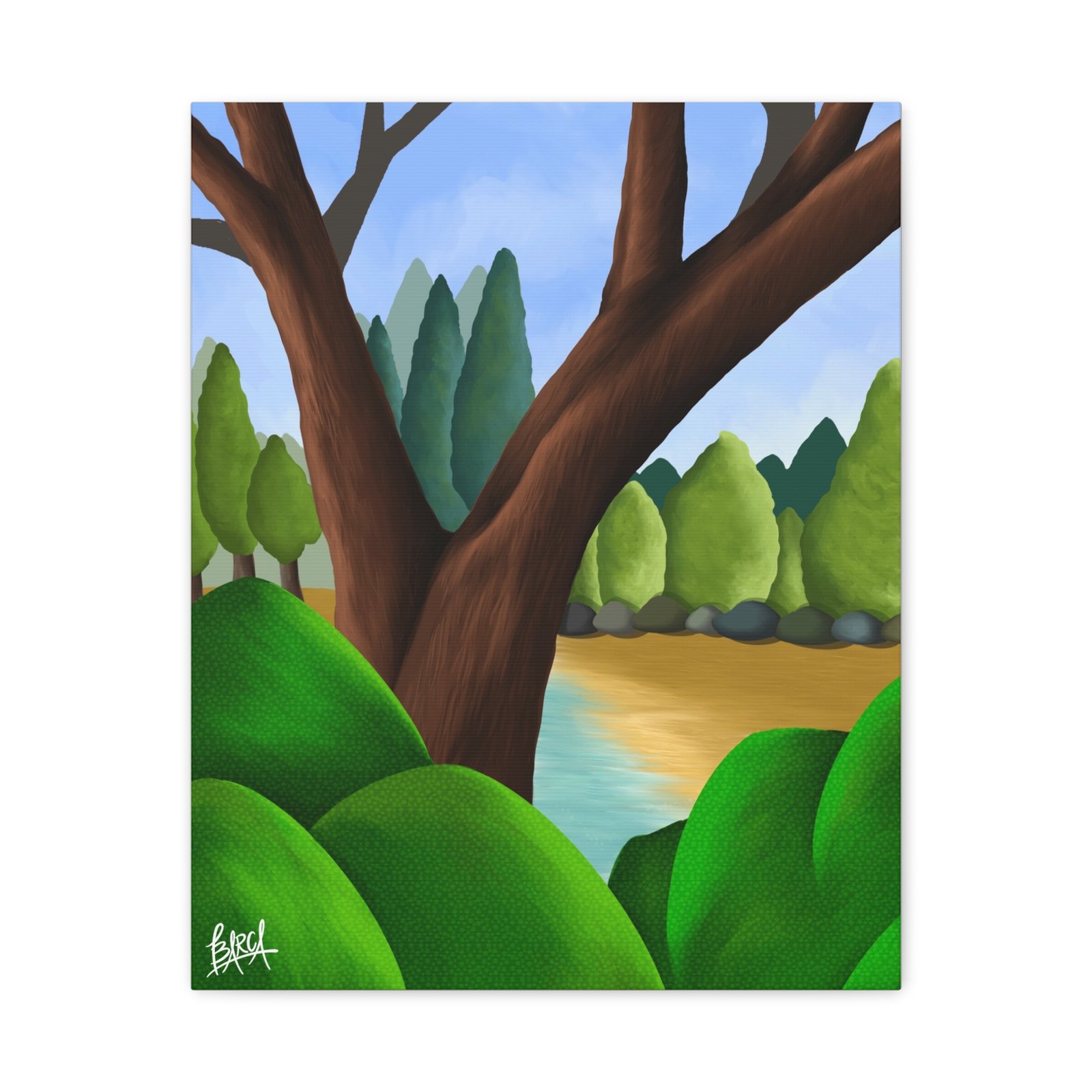 Other Art Portrait - Serene Nature Canvas Art Print, Stretched Wall Art, Green Landscape Decor, Earthy Home Decoration, Tranquil Nature Artwork - Image 17