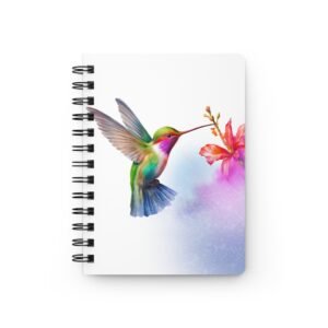 Animal Art Bird - Colorful Hummingbird Spiral Journal, Nature Lover Gift, Trendy Notebook, Artistic Writing Diary, Floral Stationery, Travel Journal