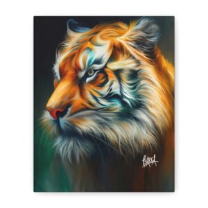Animal Art Canvas - Portrait Bold Tiger Art Canvas Print, Wildlife Decor for Animal Lovers, Gallery Wall Art, Home Office Decor, Unique Gift Idea