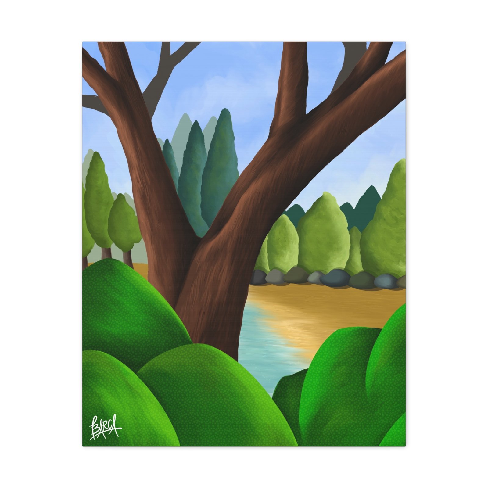 Other Art Portrait - Serene Nature Canvas Art Print, Stretched Wall Art, Green Landscape Decor, Earthy Home Decoration, Tranquil Nature Artwork - Image 29