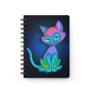 Sassy Cat Art - Whimsical Mellow Sassy Cat Spiral Bound Journal | Cute Cat Notebook for Kids, Journaling, School, Gift for Animal Lovers, Art Sketchbook