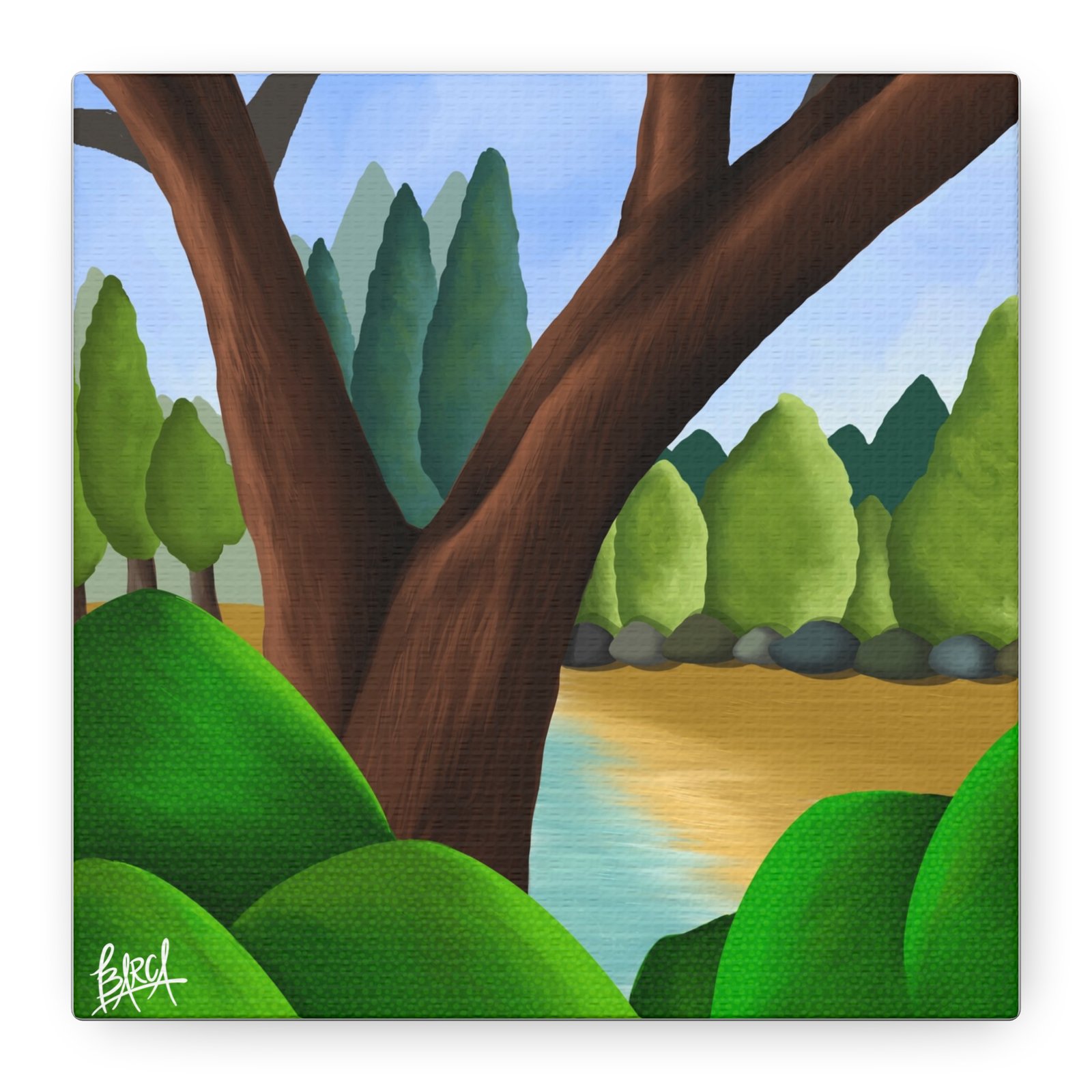 Other Art Portrait - Serene Nature Canvas Art Print, Stretched Wall Art, Green Landscape Decor, Earthy Home Decoration, Tranquil Nature Artwork - Image 45